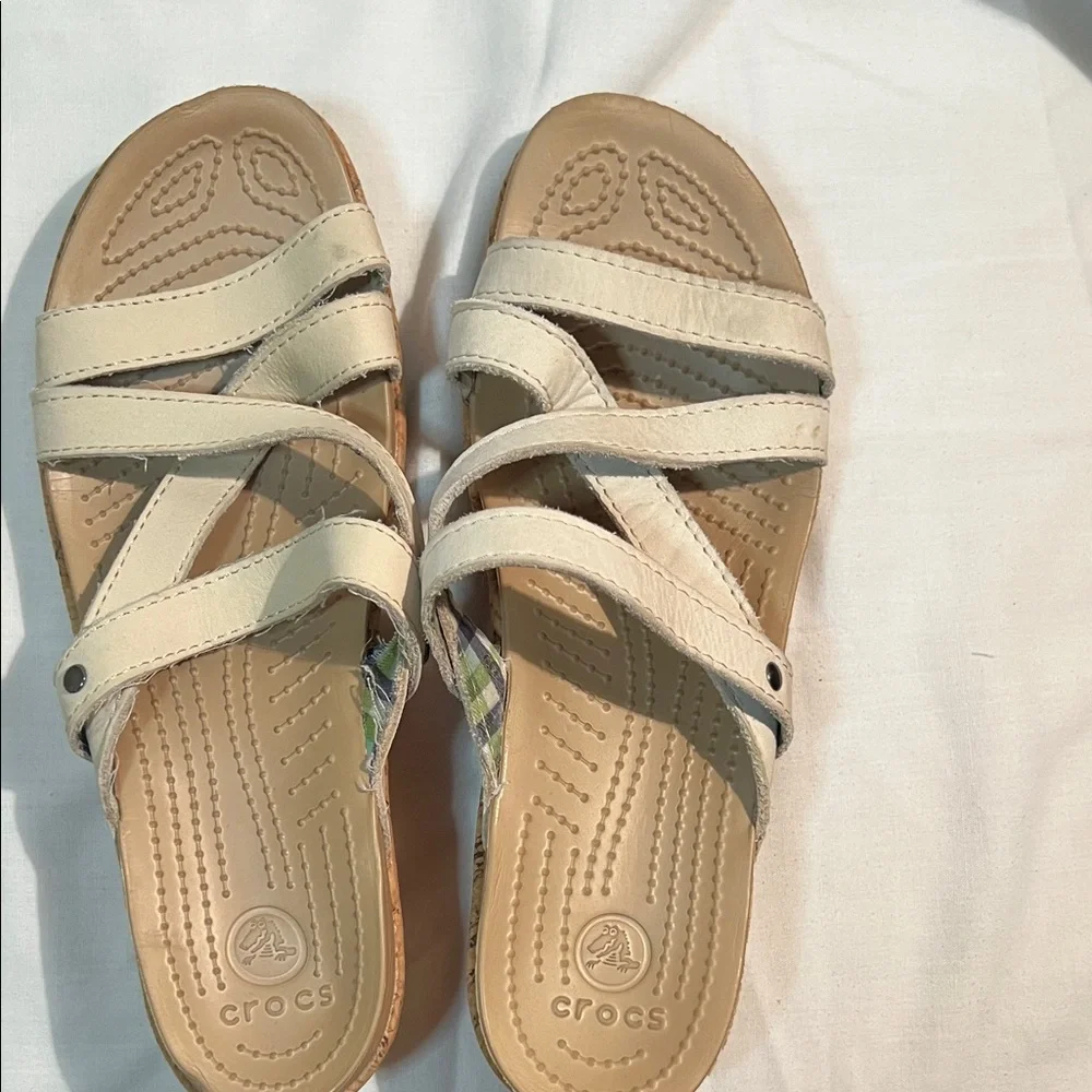 CROCS Cream Strappy Sandals
